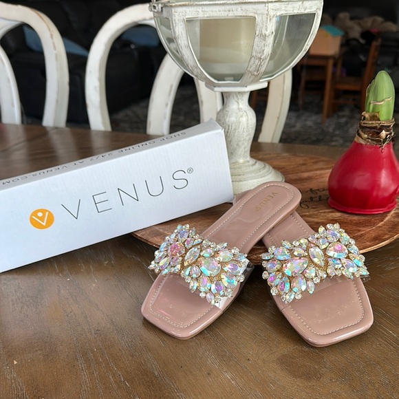 VENUS Shoes - Venus Women's Embellished Slide Sandals - Pink